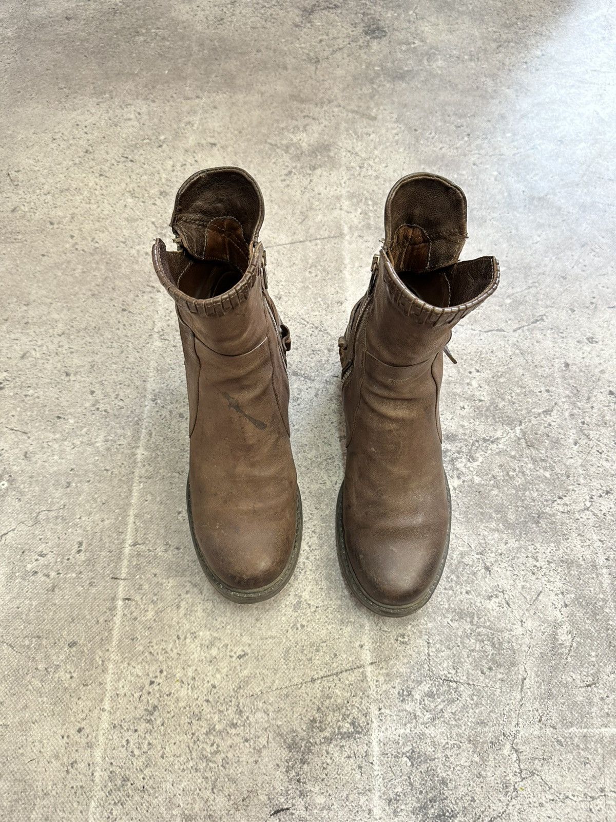 If Six Was Nine × Japanese Brand × Vintage Vintage Italian AS 98 Rick Owens Style Leather Biker Boots Size US 8 / IT 38 - 5 Thumbnail