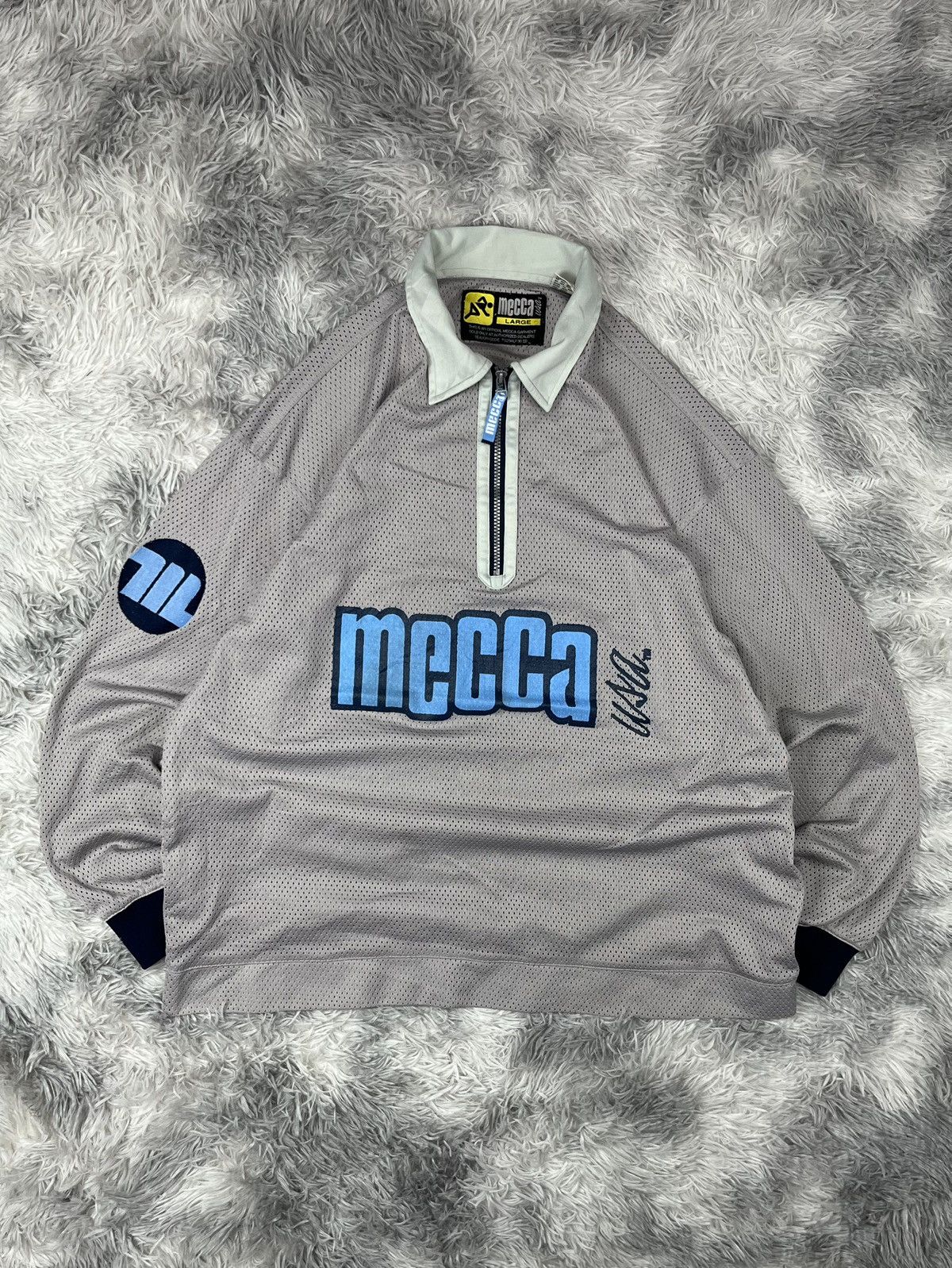 Mecca Vintage 90s MECCA USA Long Sleeve Half Zip Jersey Size US L / EU 52-54 / 3 - 1 Thumbnail