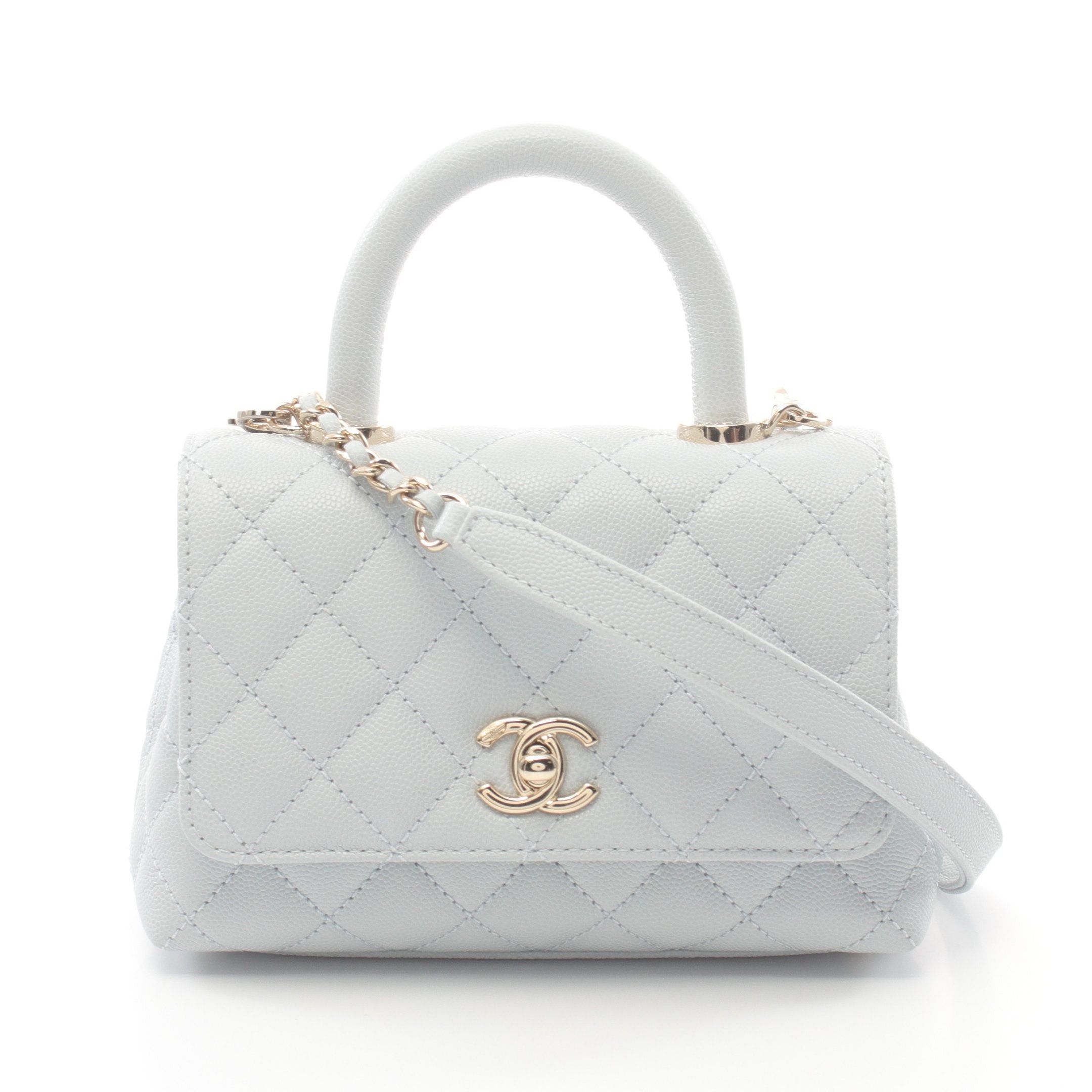 Chanel Chanel Coco Handle Xxs Top Handbag Caviar Skin Light Blue Gold Hardware Size ONE SIZE - 1 Thumbnail
