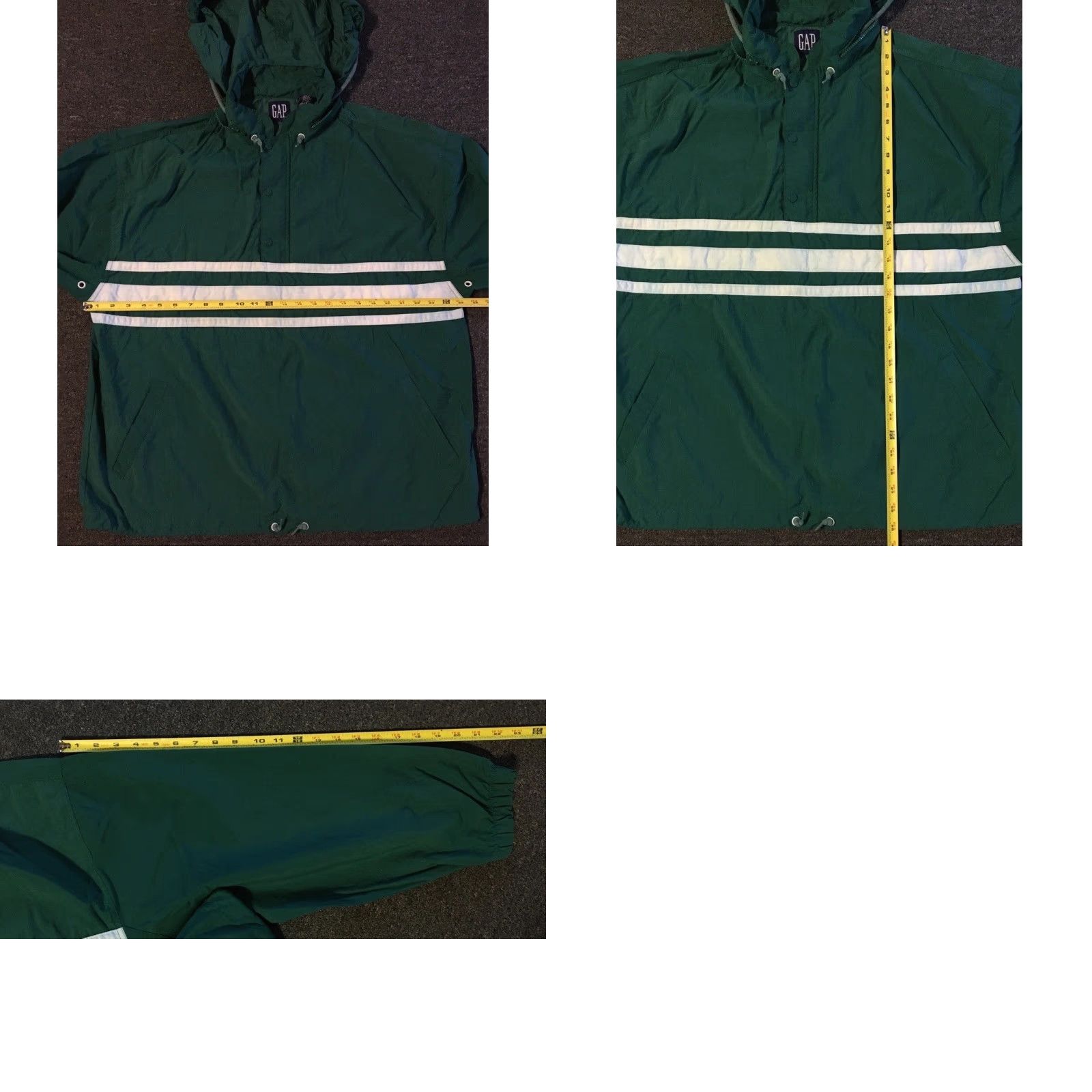 Quiksilver Vtg 90s GAP Striped Jacket L Anorak Surf Skate Vaporwave Grunge OP Quiksilver Windbreaker 1/4 Zip Hooded Pockets Green Mens Jacket Size US L / EU 52-54 / 3 - 8 Thumbnail