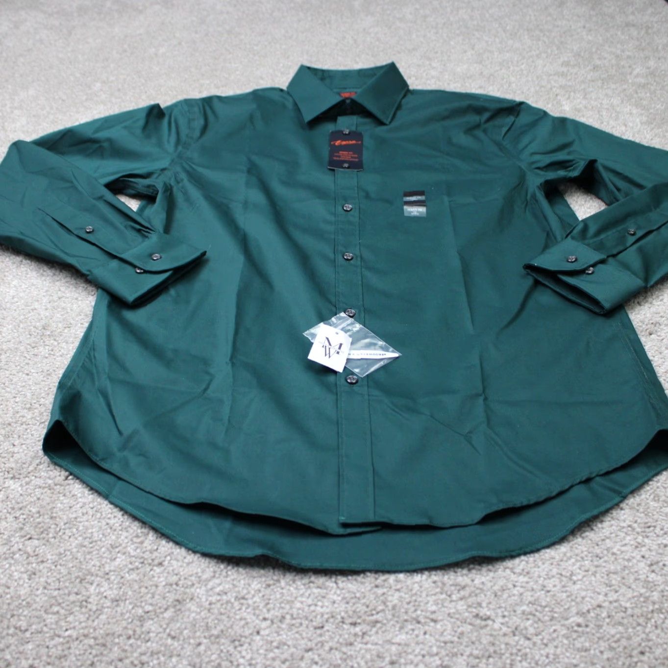 Egara Egara Dress Shirt Mens 16, 32/33 Green Regular Long Sleeve Button Shirt Size 42R - 3 Thumbnail