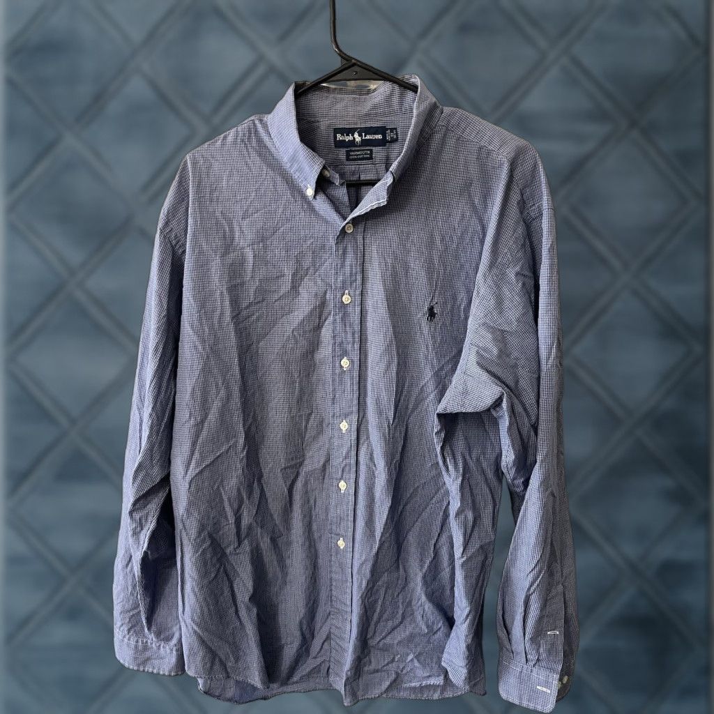 Ralph Lauren Ralph Lauren Shirt Adult 17 Button Down Long Sleeve Blue Plaid Yarmouth Mens Size US XL / EU 56 / 4 - 1 Thumbnail