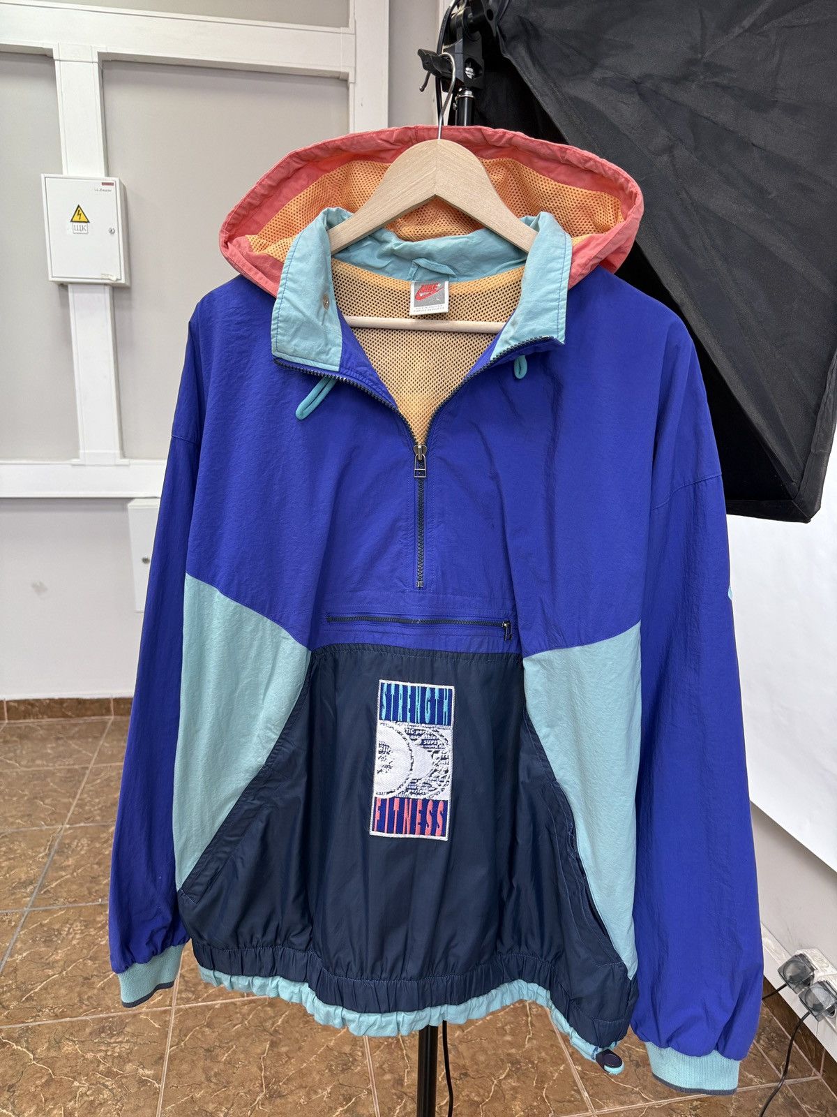 Nike × Vintage 🇺🇸Vintage 80s Nike Strength Fitness Archive Anorak Jacket Y2K Size US XL / EU 56 / 4 - 1 Thumbnail