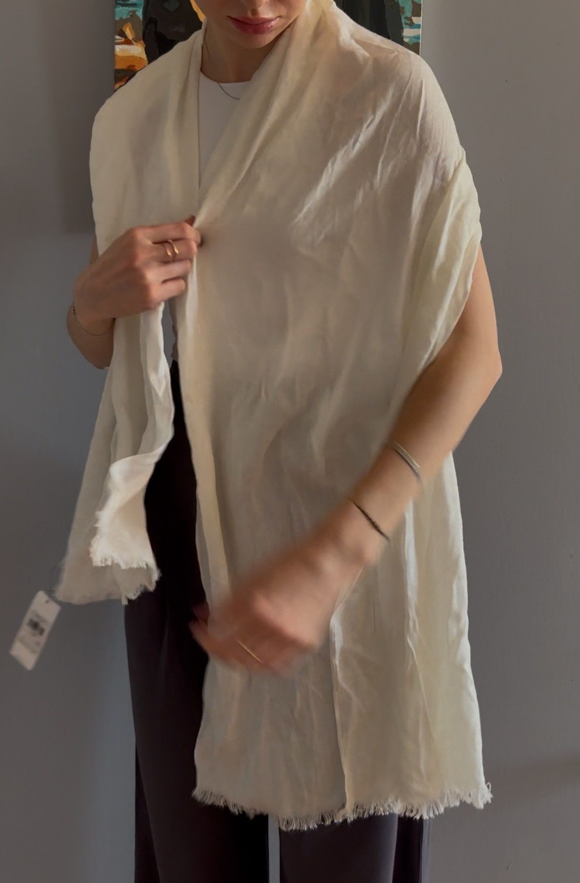 Calvin Klein New Calvin Klein White Scarf – Elegant & Soft Size ONE SIZE - 5 Thumbnail