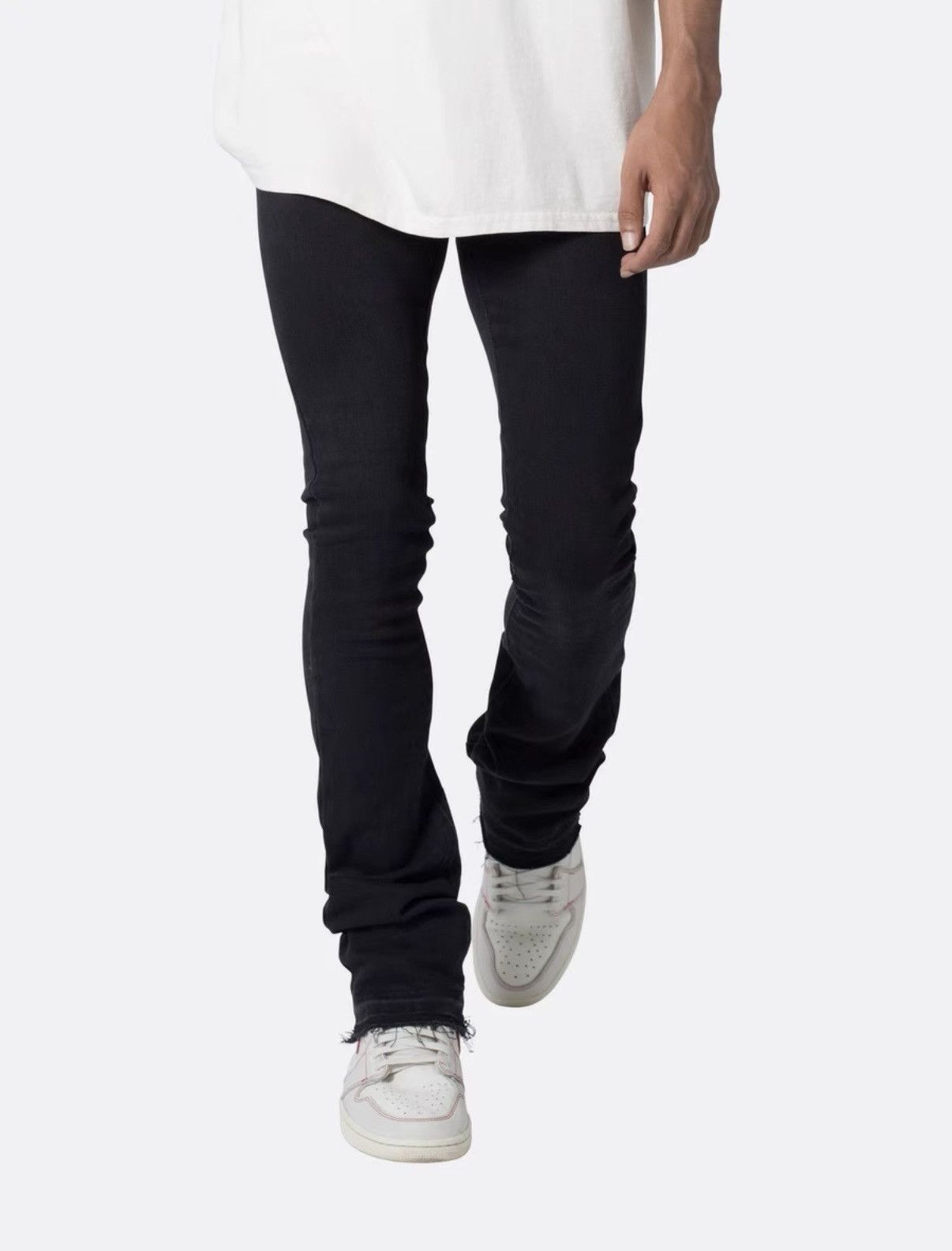 MNML MNML Men's Solid Black Flared Jeans Size US 32 / EU 48 - 5 Thumbnail