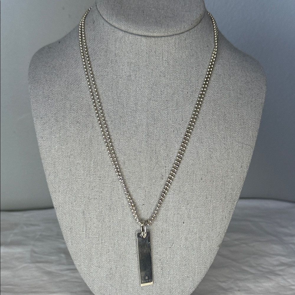 Gucci Gucci 925 Sterling Silver Double Ball Chain Necklace with R Size ONE SIZE - 1 Thumbnail