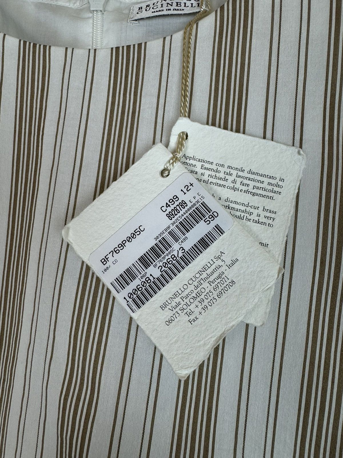 Brunello Cucinelli Brunello Cucinelli monili cotton silk striped blouse top XS Size XS / US 0-2 / IT 36-38 - 7 Thumbnail