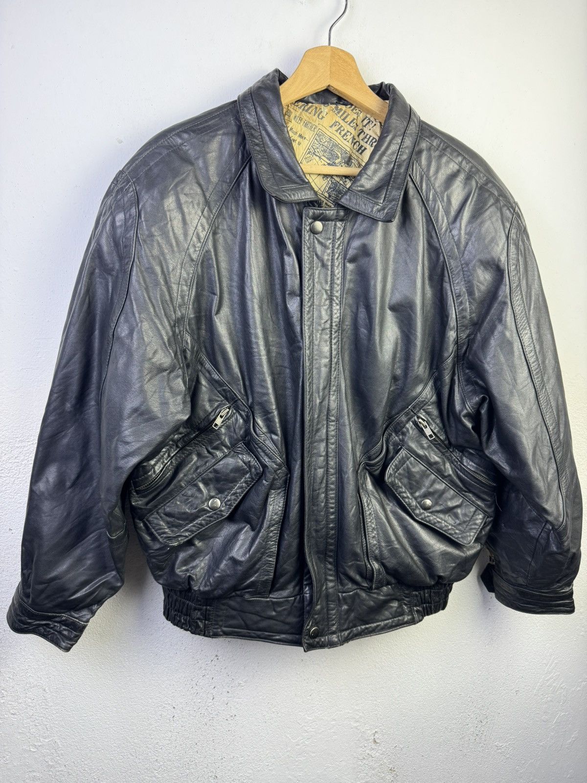 Vintage Vintage Leather Jacket The New York Times" newspaper Size US L / EU 52-54 / 3 - 2 Thumbnail