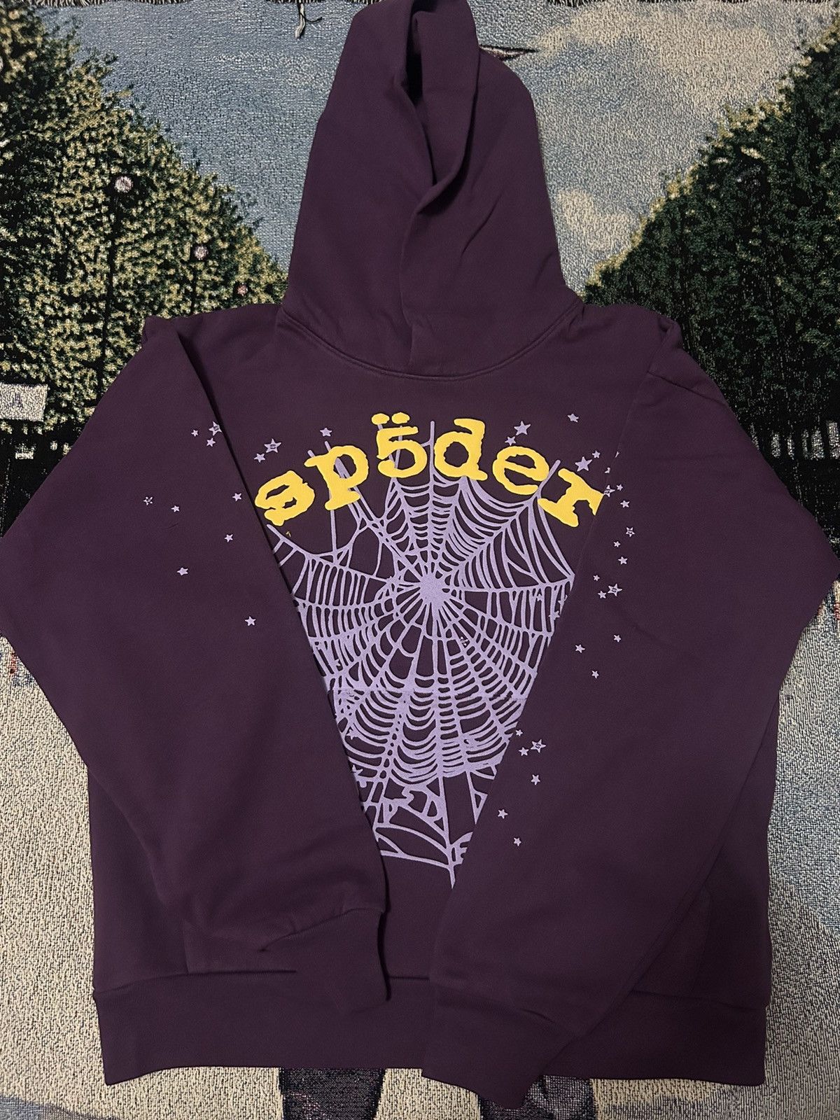 Spider Sp5der Star OG Web V2 Hoodie Purple W StockX Receipts