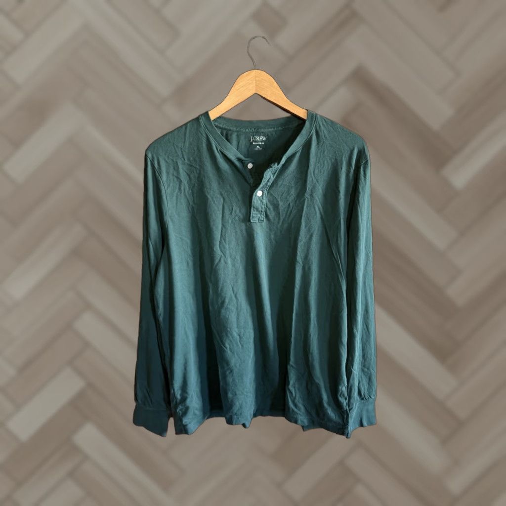 J.Crew J.CREW Mens Green Long Sleeve Henley Shirt XL T-Shirt Size US XL / EU 56 / 4 - 1 Thumbnail