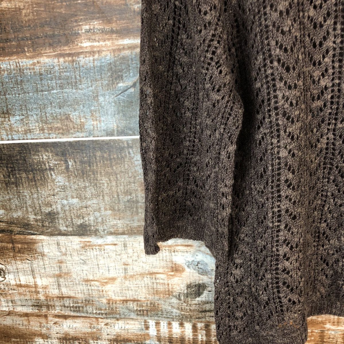 Japanese Brand Lemiore Brown crochet mesh net Cardigan Knitwear #A1482 Size M / US 6-8 / IT 42-44 - 7 Thumbnail