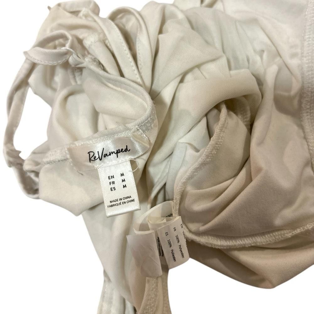 Designer Women's Cream Ruched Bodysuit Size ONE SIZE - 9 Thumbnail