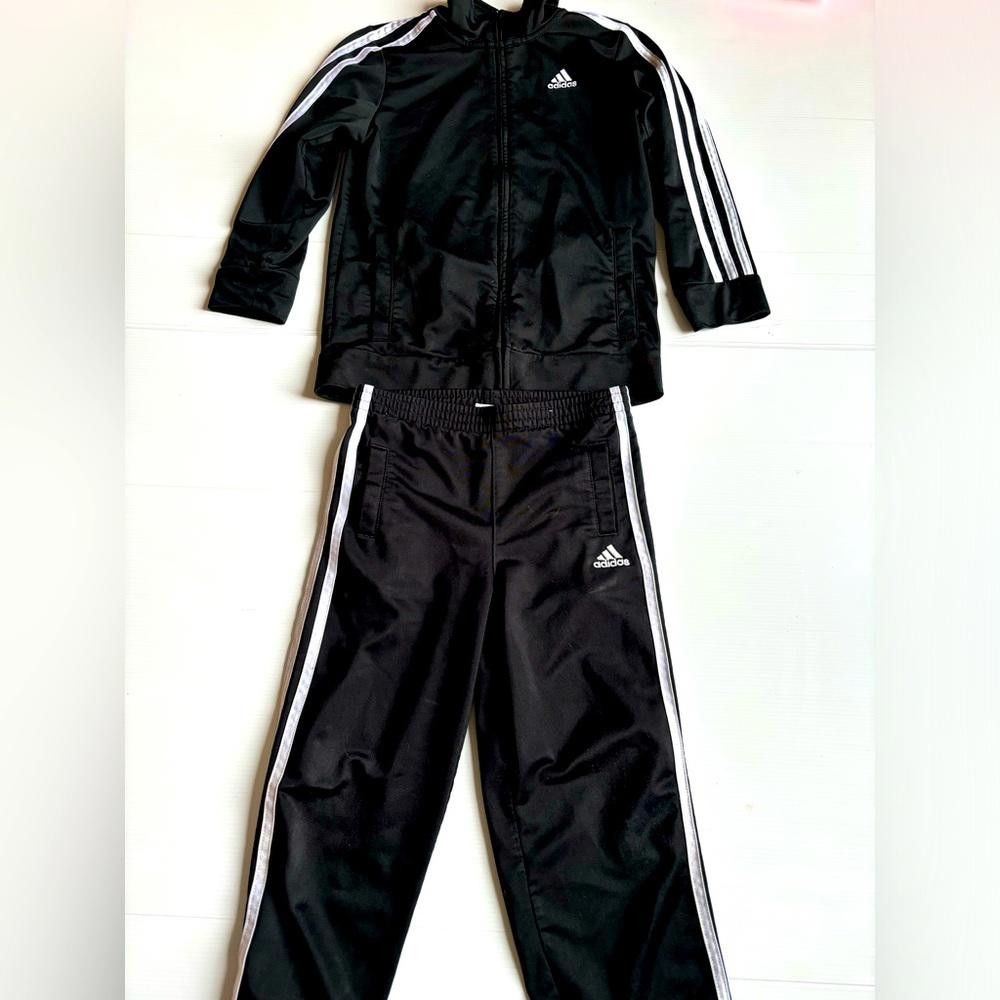 Adidas Adidas Boys' Black and White Stripped Track Suit Size ONE SIZE - 1 Thumbnail