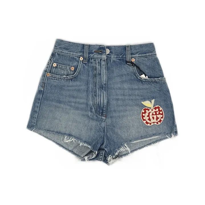 Gucci Gucci Blue Casual Apple Pattern Denim Shorts-2507 Size 24" / US 00 / IT 34 - 8 Thumbnail
