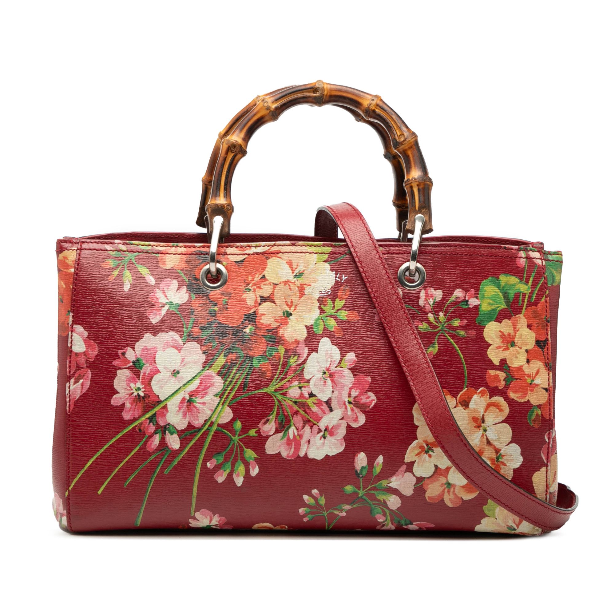 Gucci Gucci Medium Calfskin Blooms Bamboo Shopper Satchel Size ONE SIZE - 1 Thumbnail