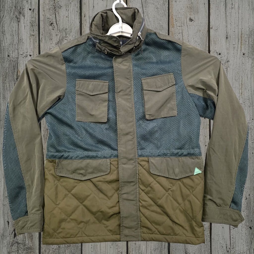 Scotch & Soda Jacket Mens Medium Green Quilted Hooded Windbreaker Full Zip, Men's