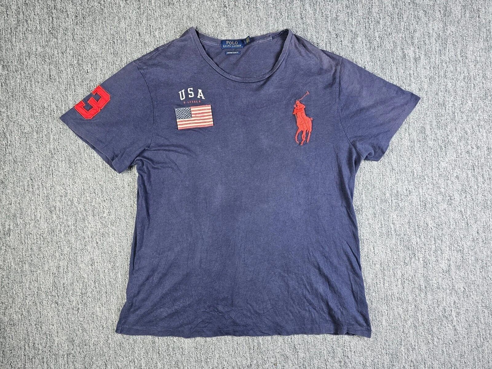 Polo Ralph Lauren Polo Ralph Lauren Big Pony USA Flag Tee Custom Slim Fit L Size US L / EU 52-54 / 3 - 5 Thumbnail