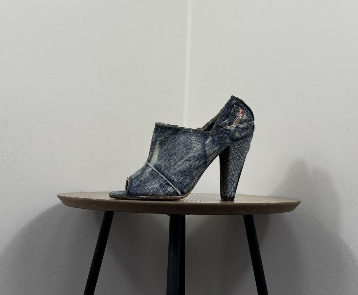 Diesel Vintage Diesel Y2K Denim Division Peep Toe Mules Heel Shoes Size US 7 / IT 37 - 4 Thumbnail