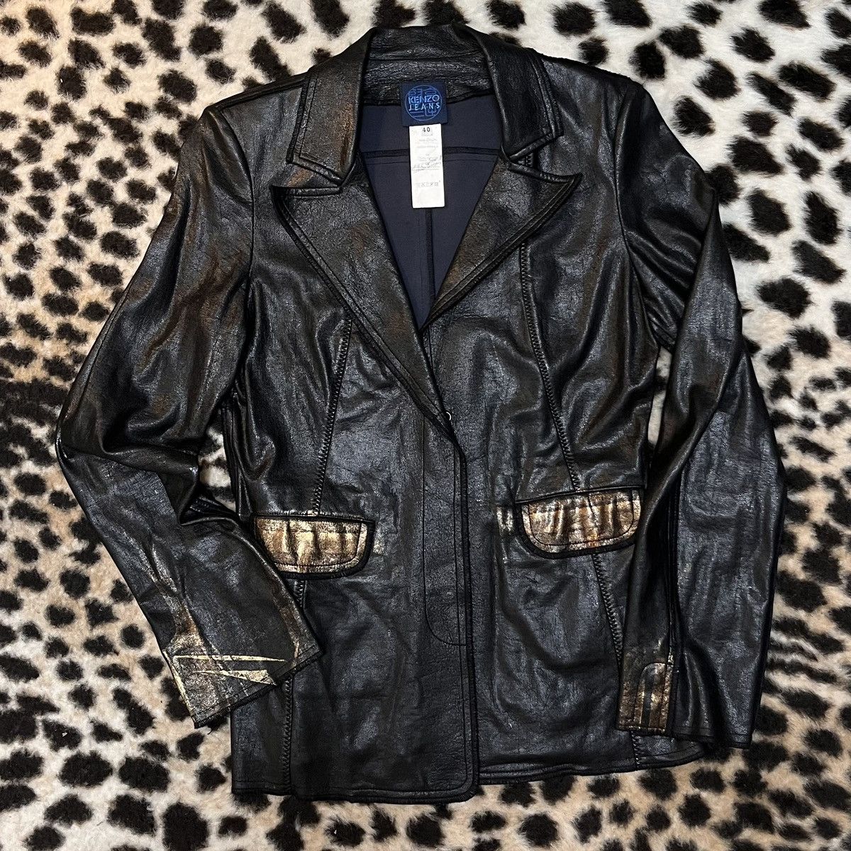 Kenzo VINTAGE KENZO LEATHER BLAZER JACKET Size S / US 4 / IT 40 - 1 Thumbnail