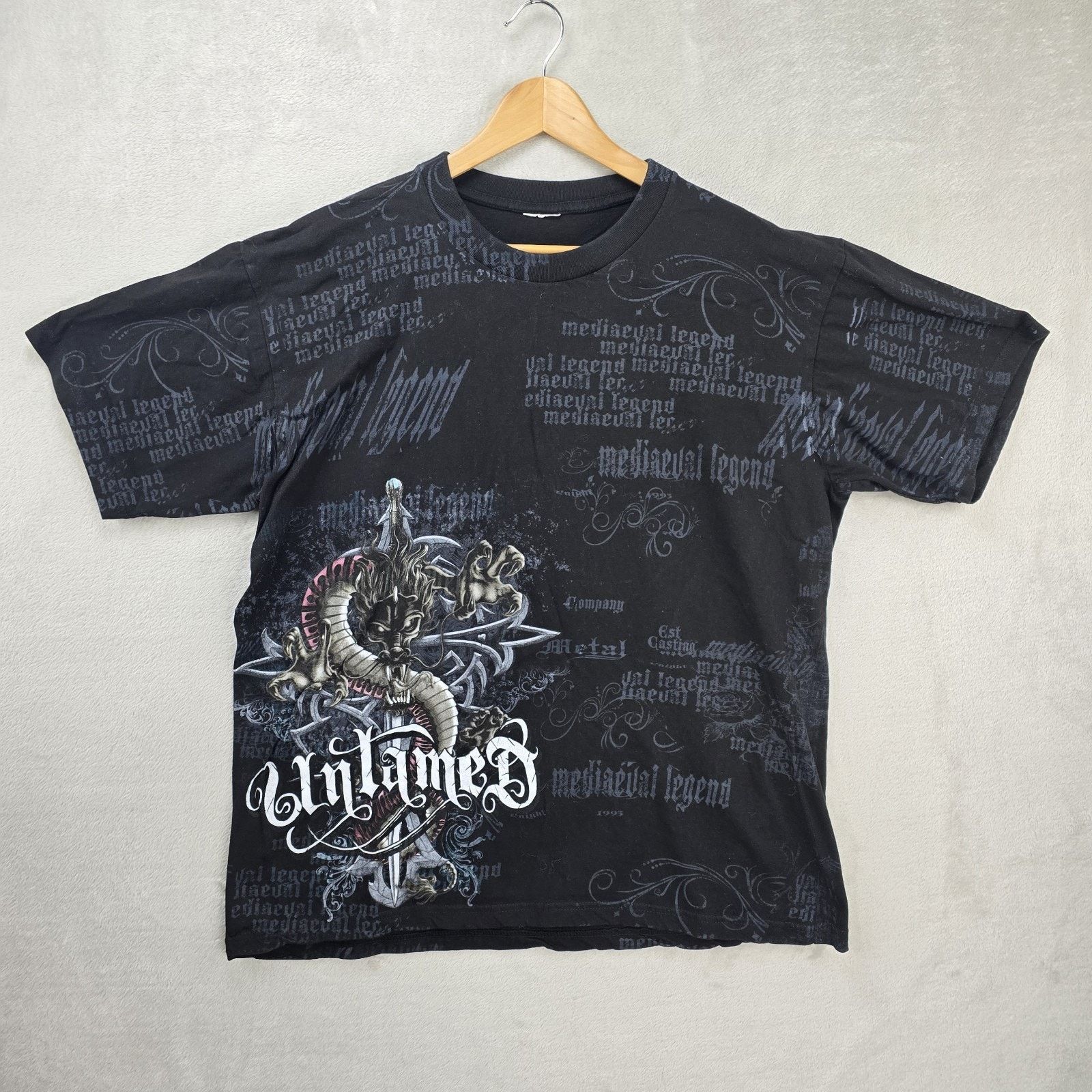 Other Vtg Untamed Dragon Cross Shirt XL Y2K Cyber Mall Goth AOP Size US XL / EU 56 / 4 - 2 Thumbnail