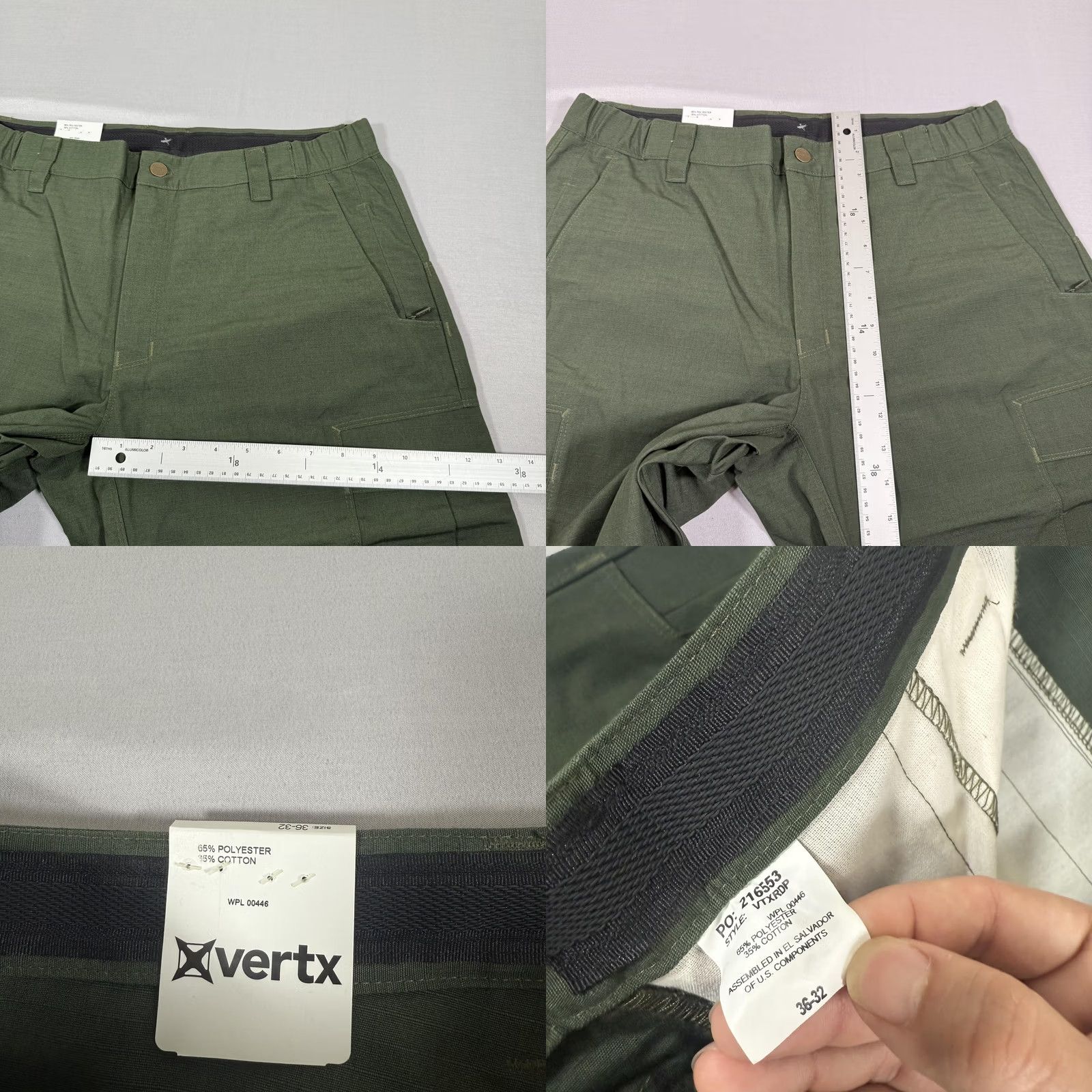 Doublet Vertx Mens Cargo Pants 36x32 Green Duty Ripstop Straight Leg Regular Fit Size US 36 / EU 52 - 8 Thumbnail