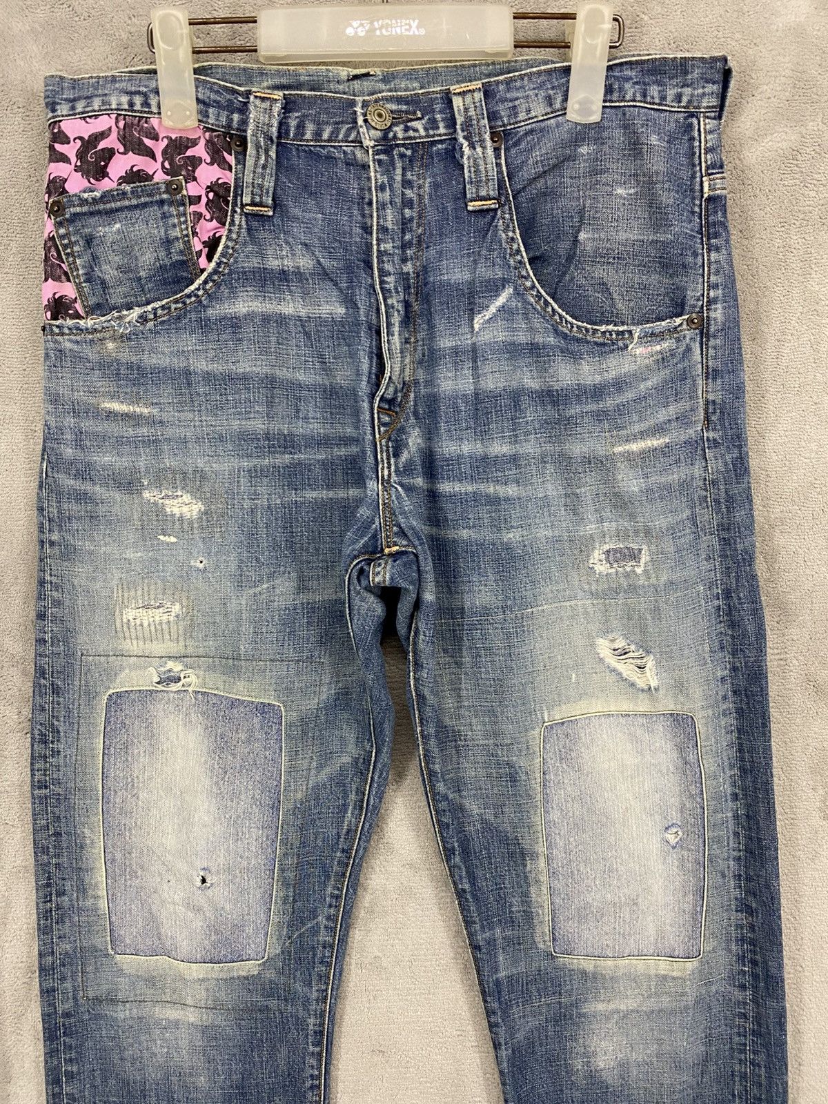If Six Was Nine RIPPED🔥RNA SLANG DISTRESSED DENIM UNDERCOVER DESIGN JEANS Size US 32 / EU 48 - 4 Thumbnail