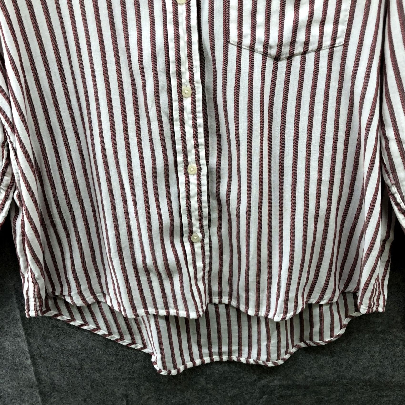 Calvin Klein Calvin Klein Button Down Shirt Womens L Pink White Stripe Cotton Relaxed Beachy Button-Up Casual Workwear Size L / US 10 / IT 46 - 4 Thumbnail