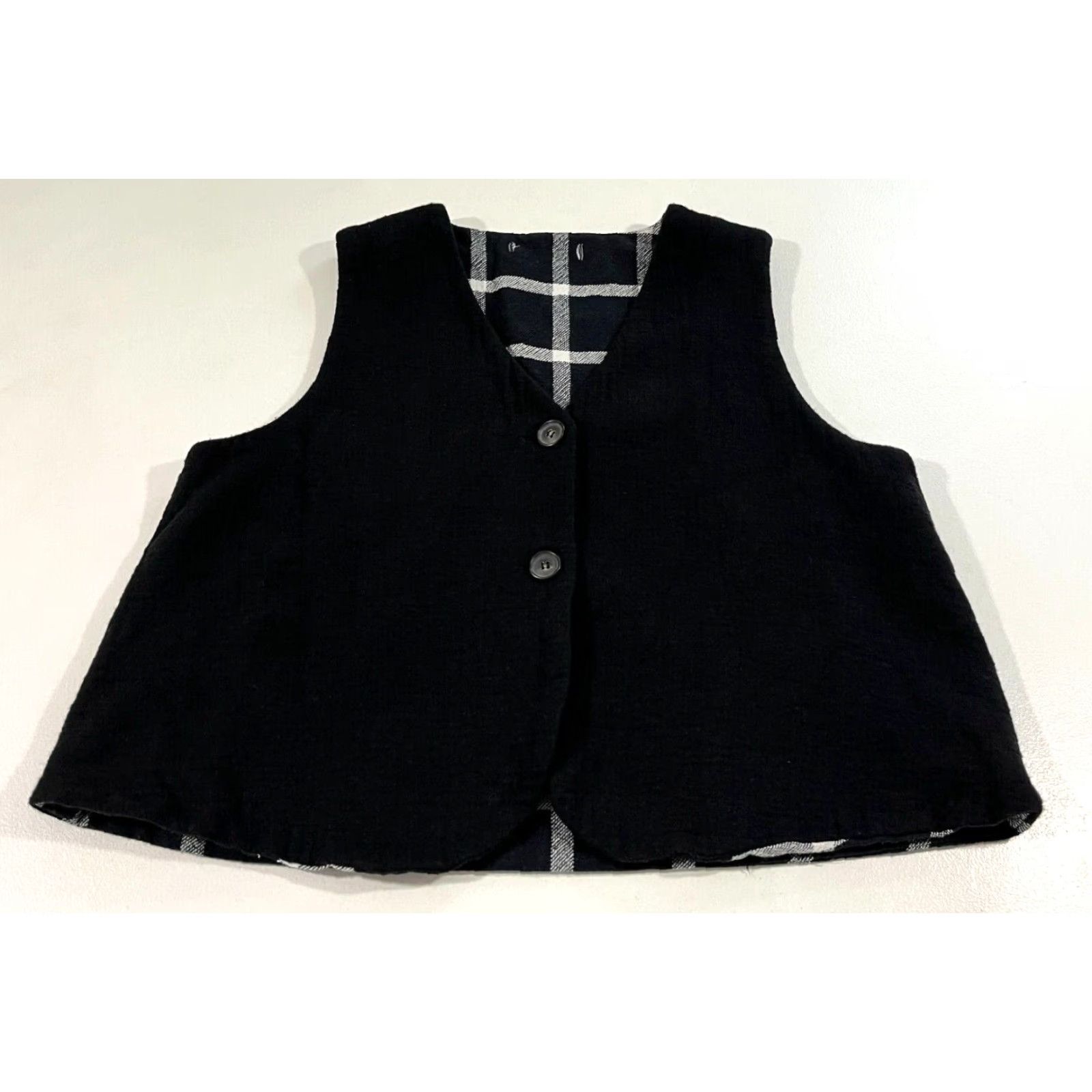 Vintage Neirami Women’s Button Front Vest Black Plaid Made in Italy Sz L Size L / US 10 / IT 46 - 6 Thumbnail