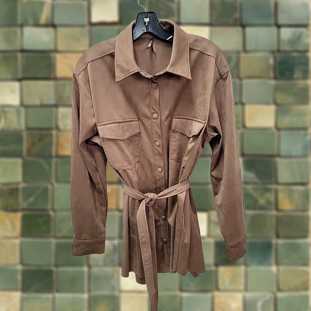 Stetson Stetson Shirt Jacket Belted Brown Womens M Medium Faux Suede Spandex Polyester Belted Size M / US 6-8 / IT 42-44 - 1 Thumbnail
