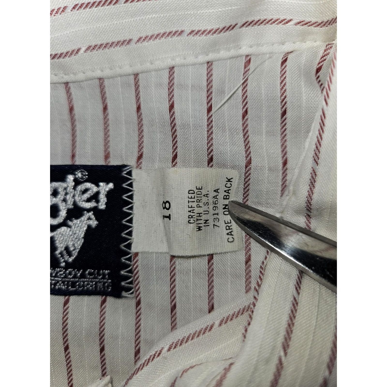 Wrangler VINTAGE Wrangler Shirt Mens 18 Tall White Red Stripe Western Pearl Snap USA Shirt Man Tall 18 White Red Striped Western Cowboys Size US XXL / EU 58 / 5 - 3 Thumbnail