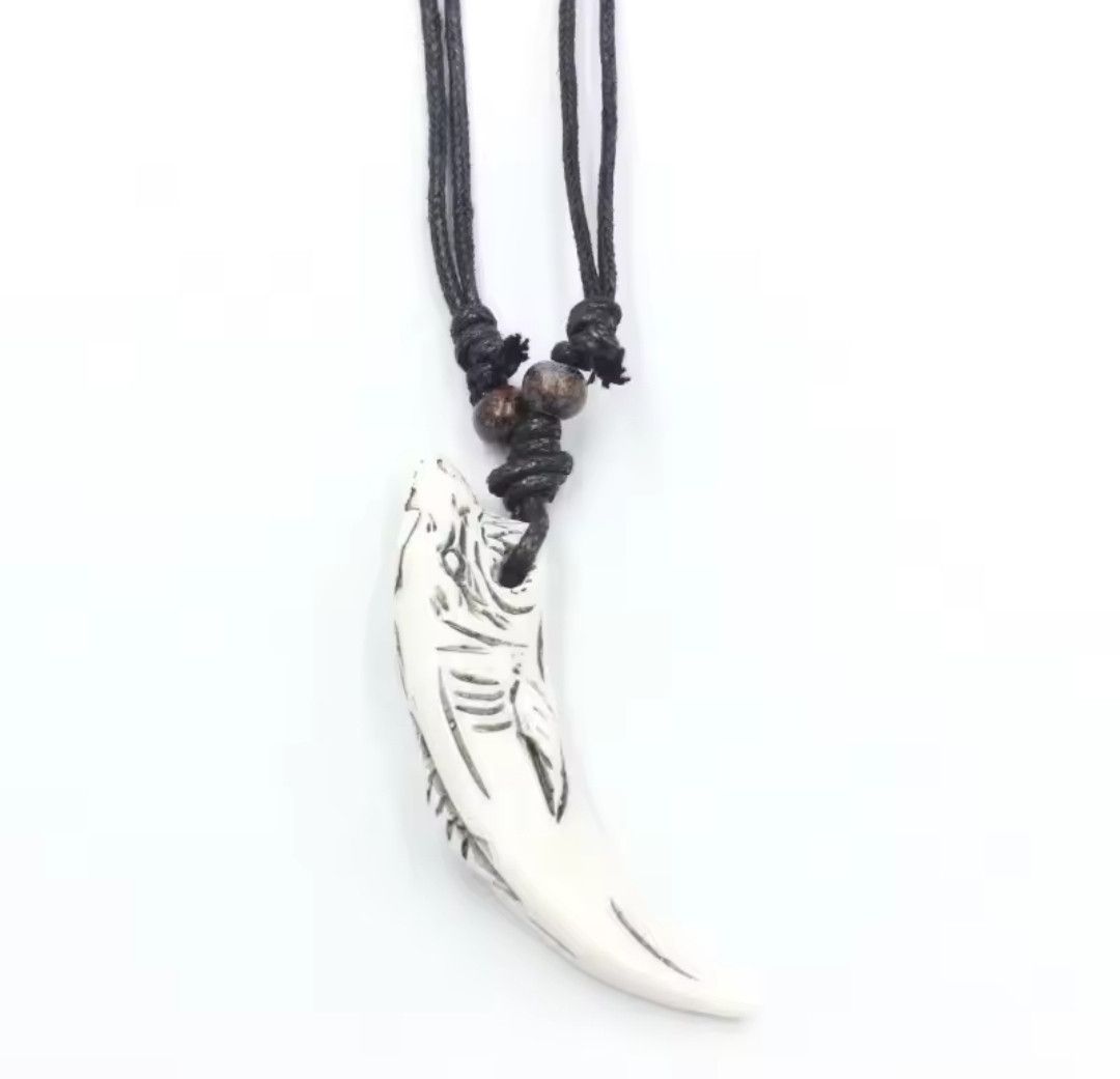 Japanese Brand × Vintage Shark Tooth Design Pendant Bead Necklace Size ONE SIZE - 1 Thumbnail