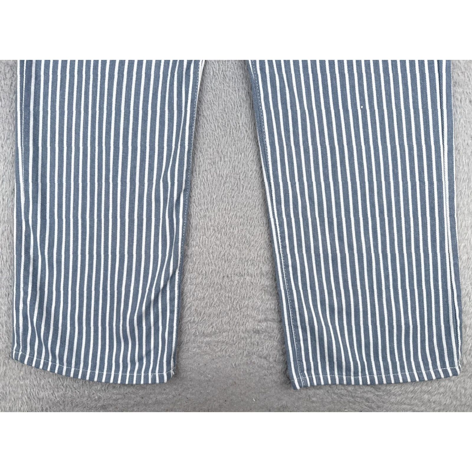 Vintage Jeans Women 26 Blue White Vertical Stripe Denim Wide Leg High Rise Cotton 26x29 Size 26" / US 2 / IT 38 - 2 Thumbnail