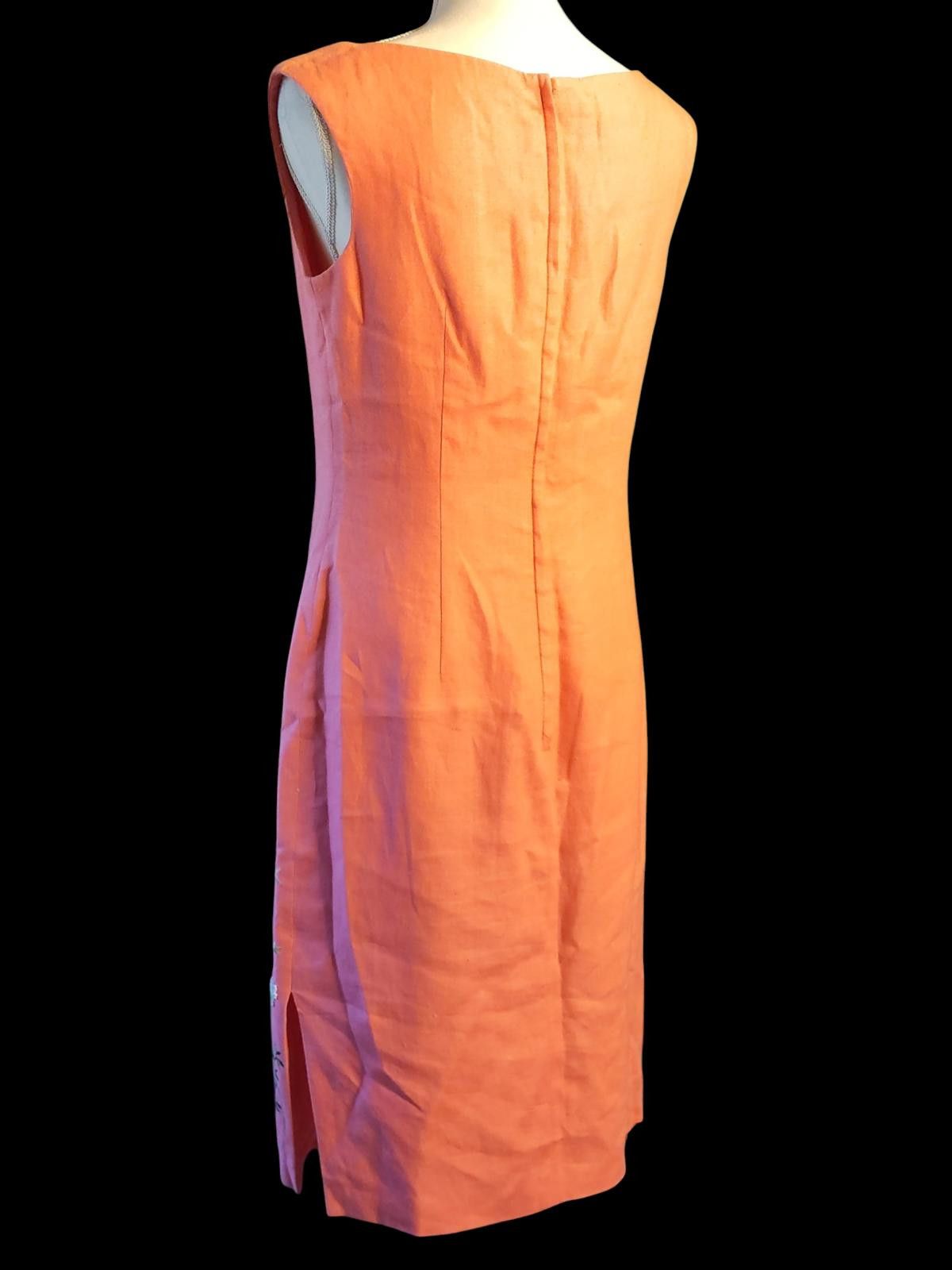 Other Maggy London Elegant Coral Midi Dress with Floral Embroidery Size M / US 6-8 / IT 42-44 - 6 Thumbnail