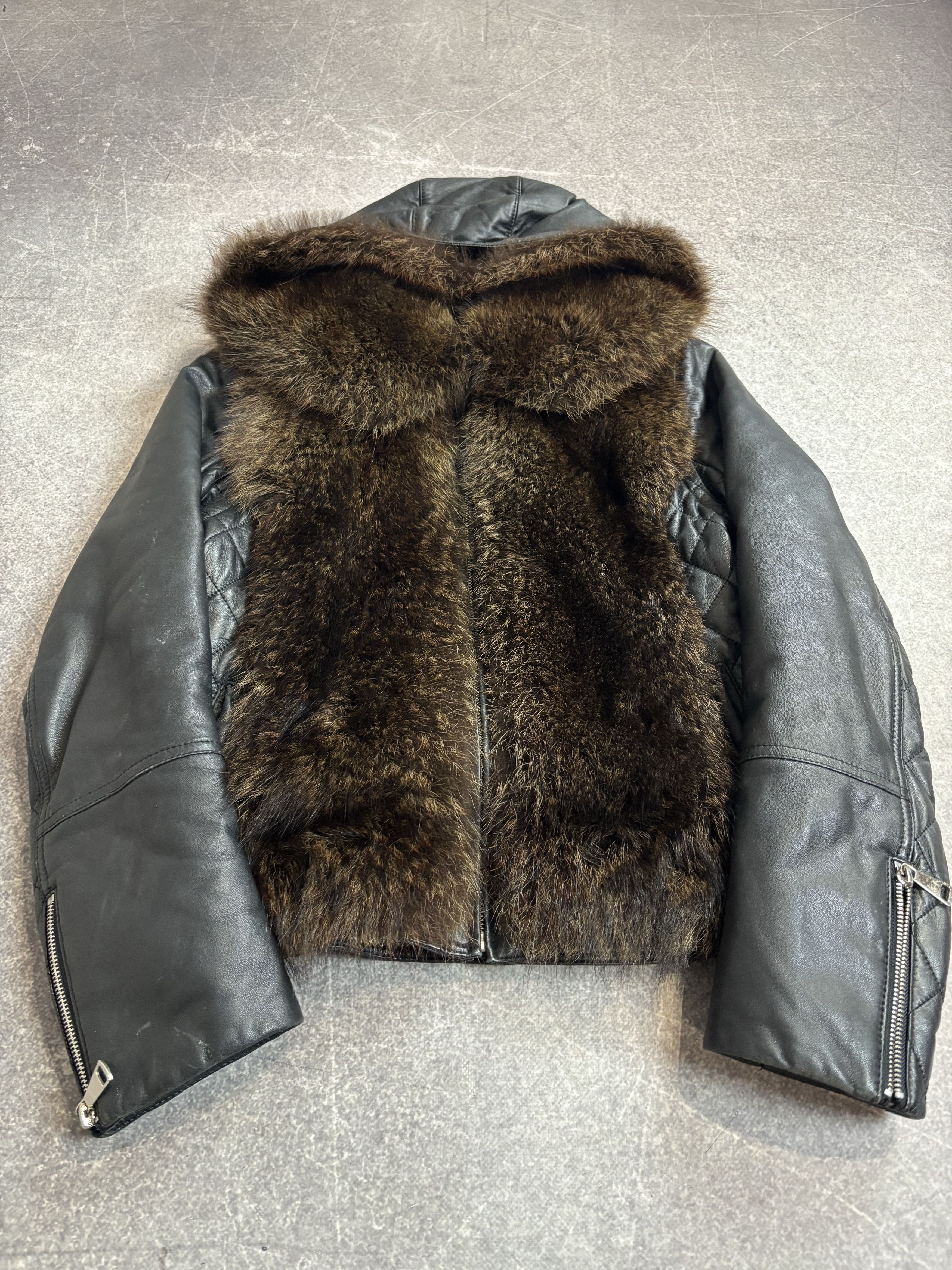 Yohji Yamamoto rare rick owens type cropped fur bomber leather jacket y2k Size US S / EU 44-46 / 1 - 2 Thumbnail