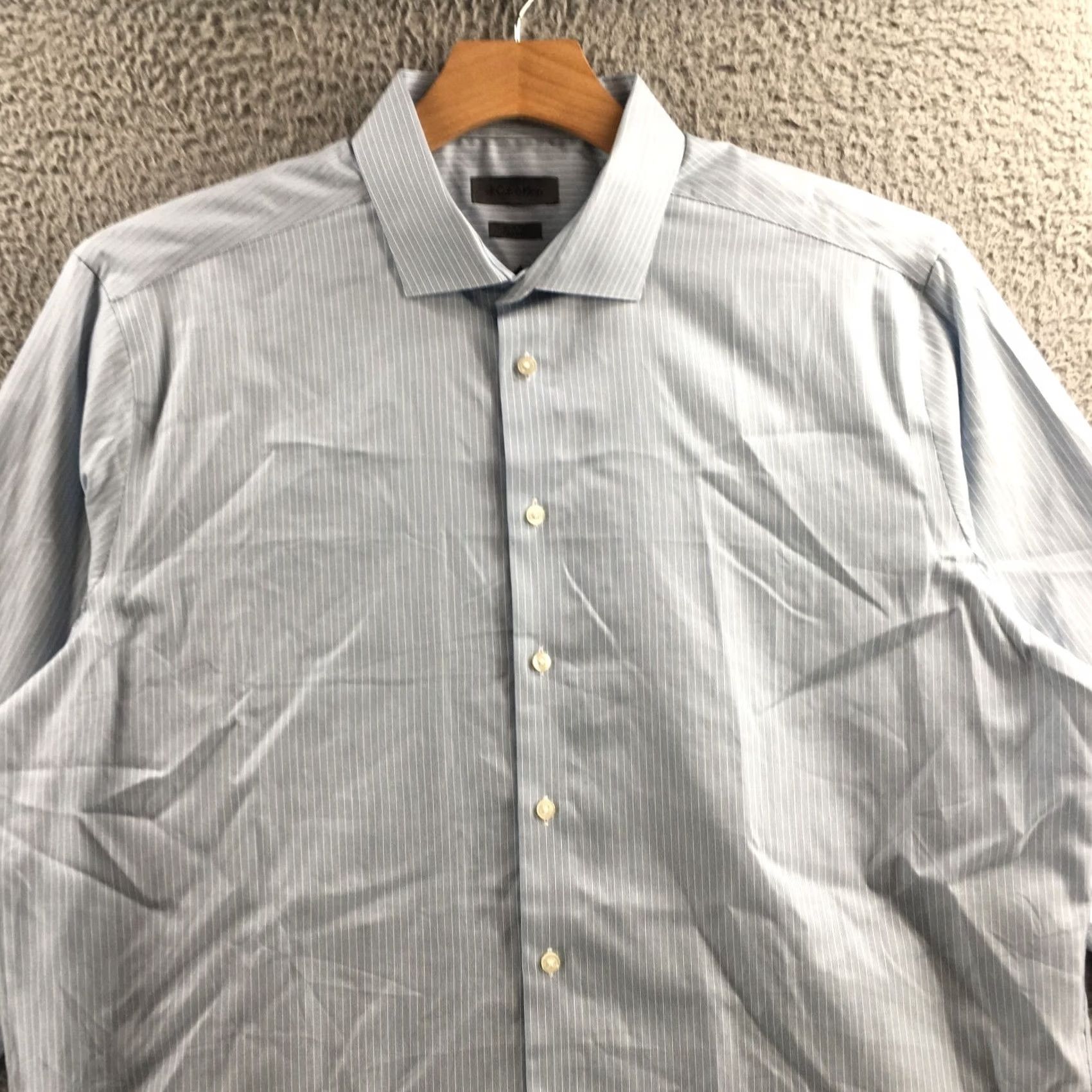 Calvin Klein Calvin Klein Slim Fit Button Up Shirt Mens 18 Tall Blue Striped Long Sleeve Shirt Mens 18 Tall Blue Striped Long Sleeve Size US XXL / EU 58 / 5 - 2 Thumbnail