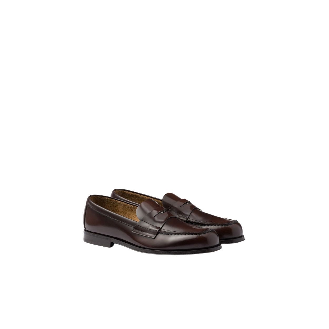 Prada PRADA Chocolate $1220 Sienna Brushed Leather Loafers New & A Size US 10.5 / EU 43-44 - 1 Thumbnail