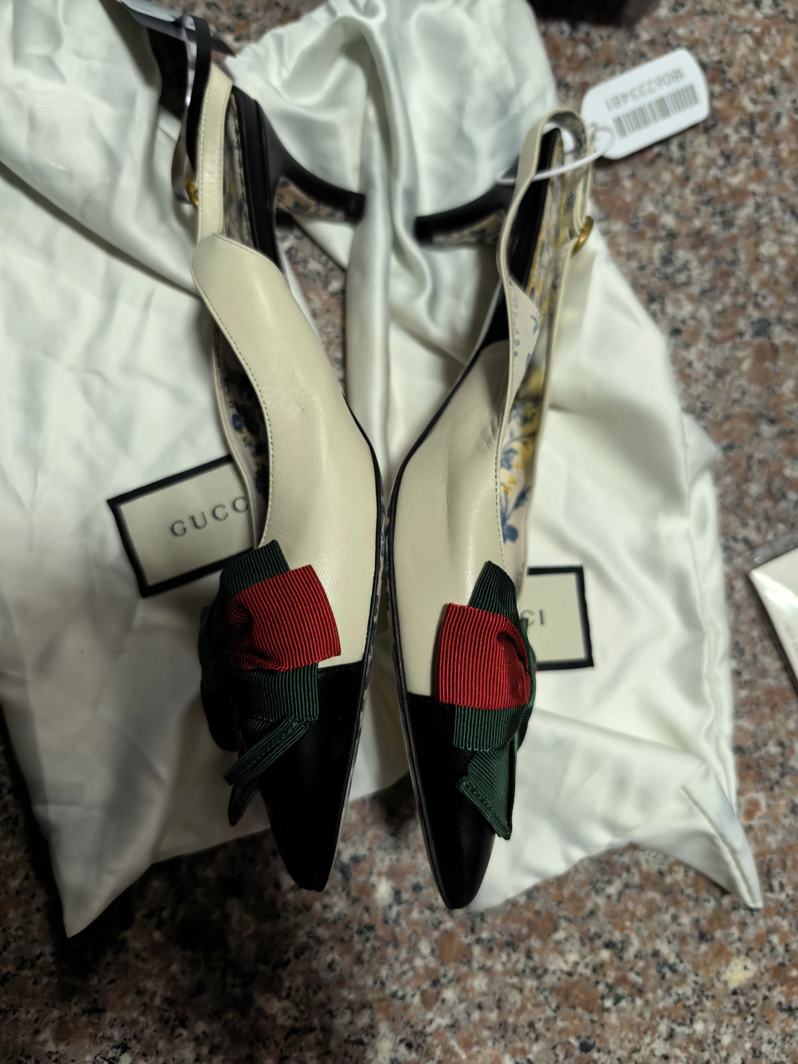 Gucci Gucci floral white leather kitten heel sandal size 38 Size US 7.5 / IT 37.5 - 4 Thumbnail