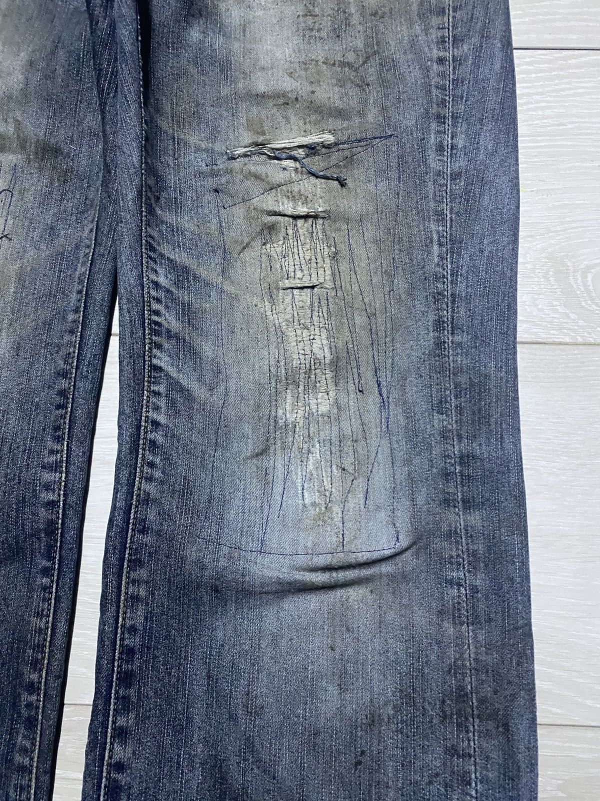 Big John Vintage Big John Japan Grunge Distressed Repair Jeans Size US 30 / EU 46 - 8 Thumbnail