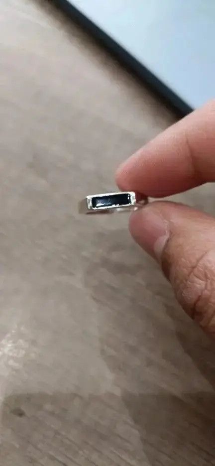 Outsider Denim Black Rectangle Adjustable Ring Size ONE SIZE - 4 Thumbnail
