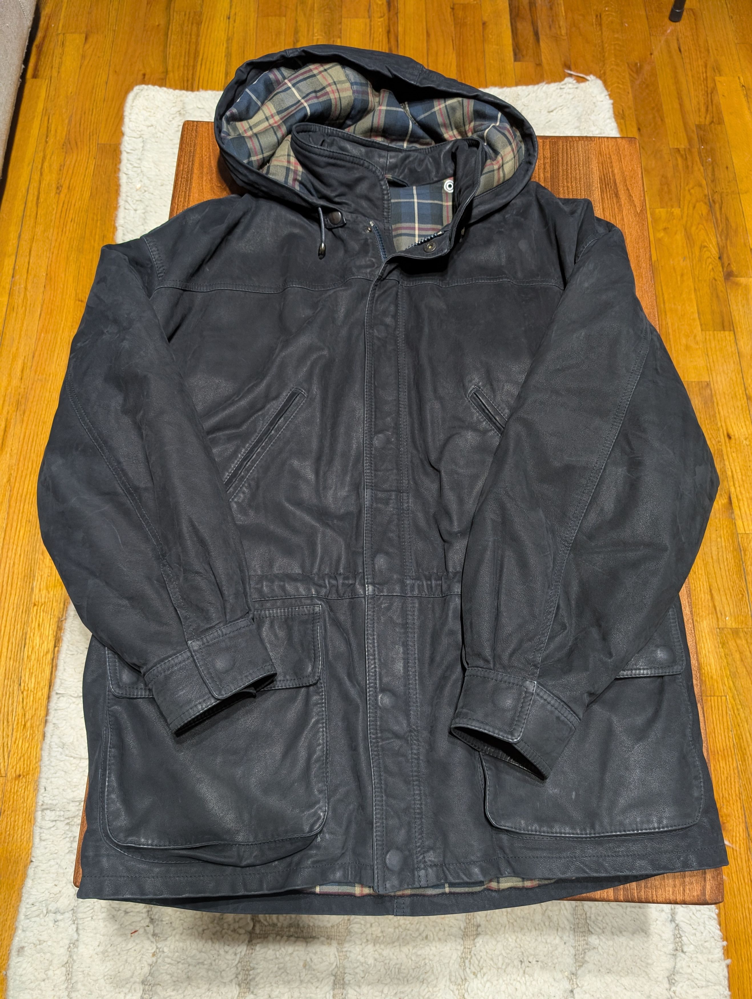 Bally Vintage Nubuck Padded Leather Parka Navy Blue Size US L / EU 52-54 / 3 - 1 Thumbnail