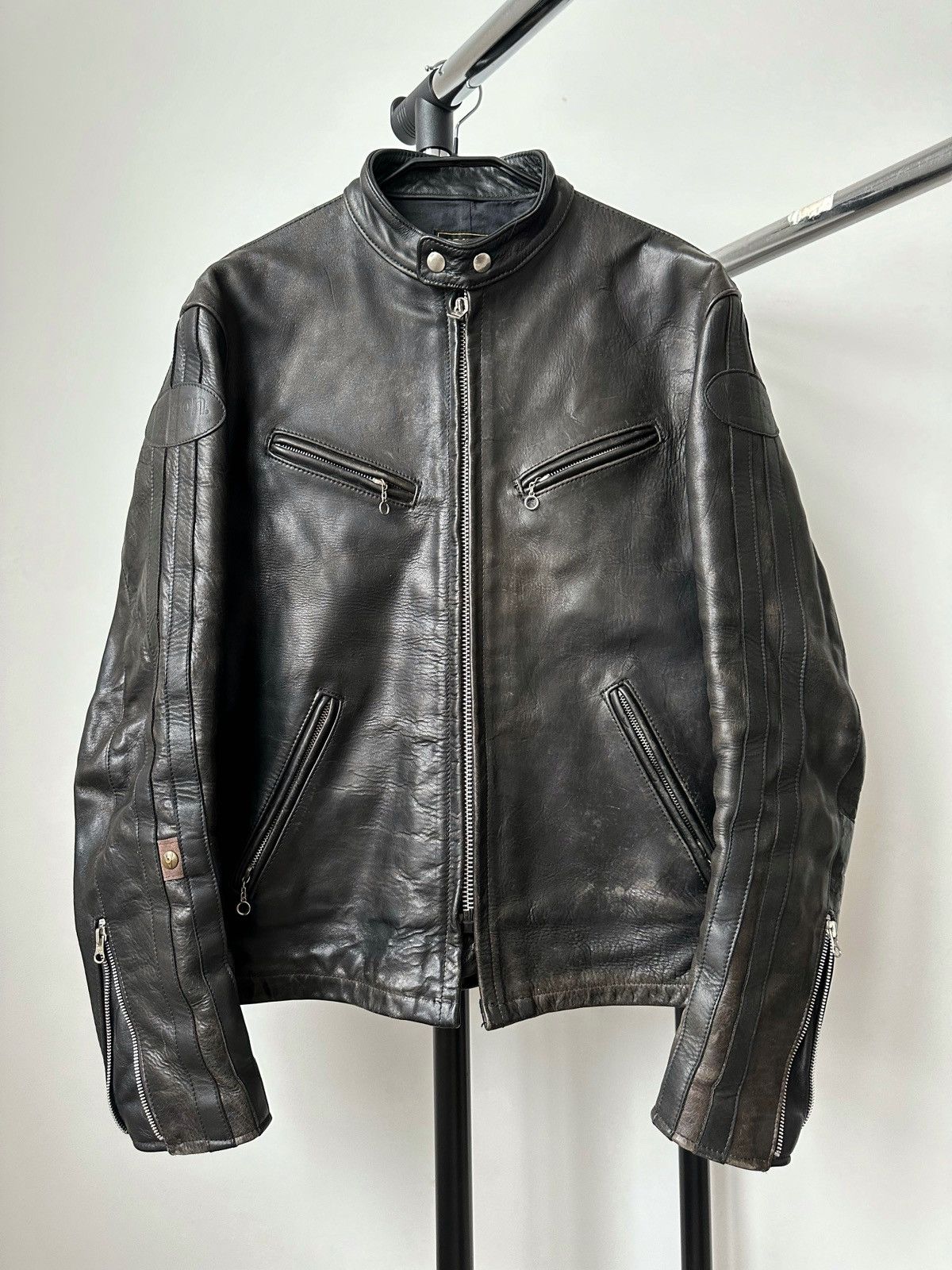 Vanson Leathers Motorcycle Distressed Leather Biker Jacket