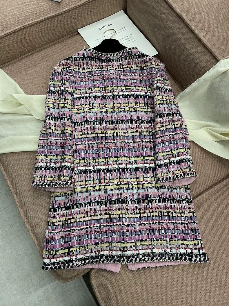 Chanel Chanel Pink-purple woven tweed coat Size XS / US 0-2 / IT 36-38 - 3 Thumbnail