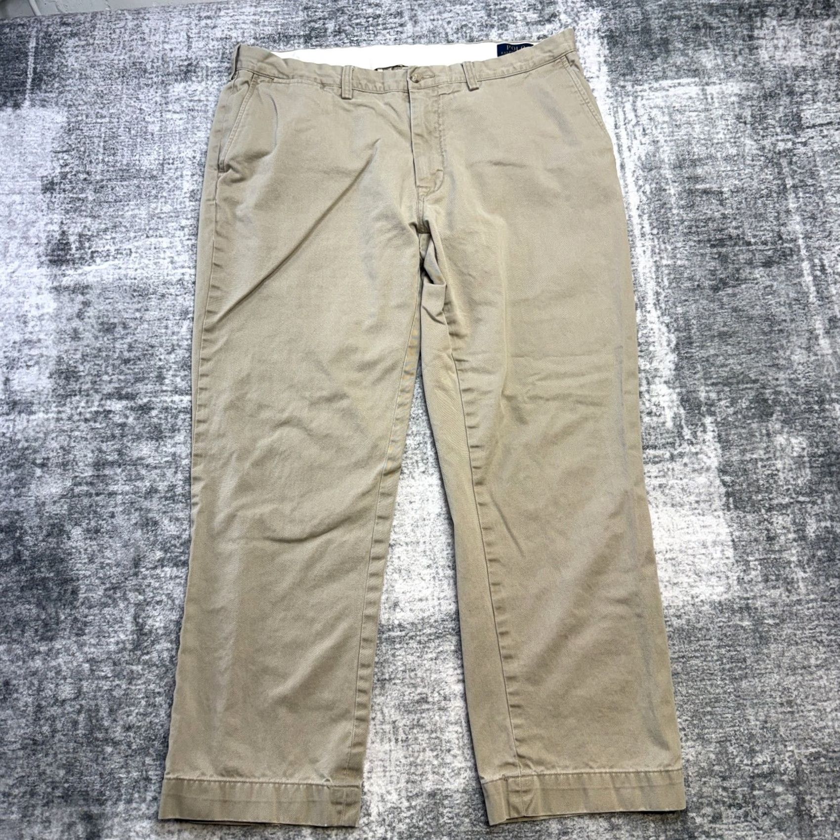 Polo Ralph Lauren Polo Ralph Lauren Pants Mens 37x28 Khaki Classic Straight Chino Twill Cotton Beige Beige Flat Front Slash Pocket 38 Size US M / EU 48-50 / 2 - 3 Thumbnail