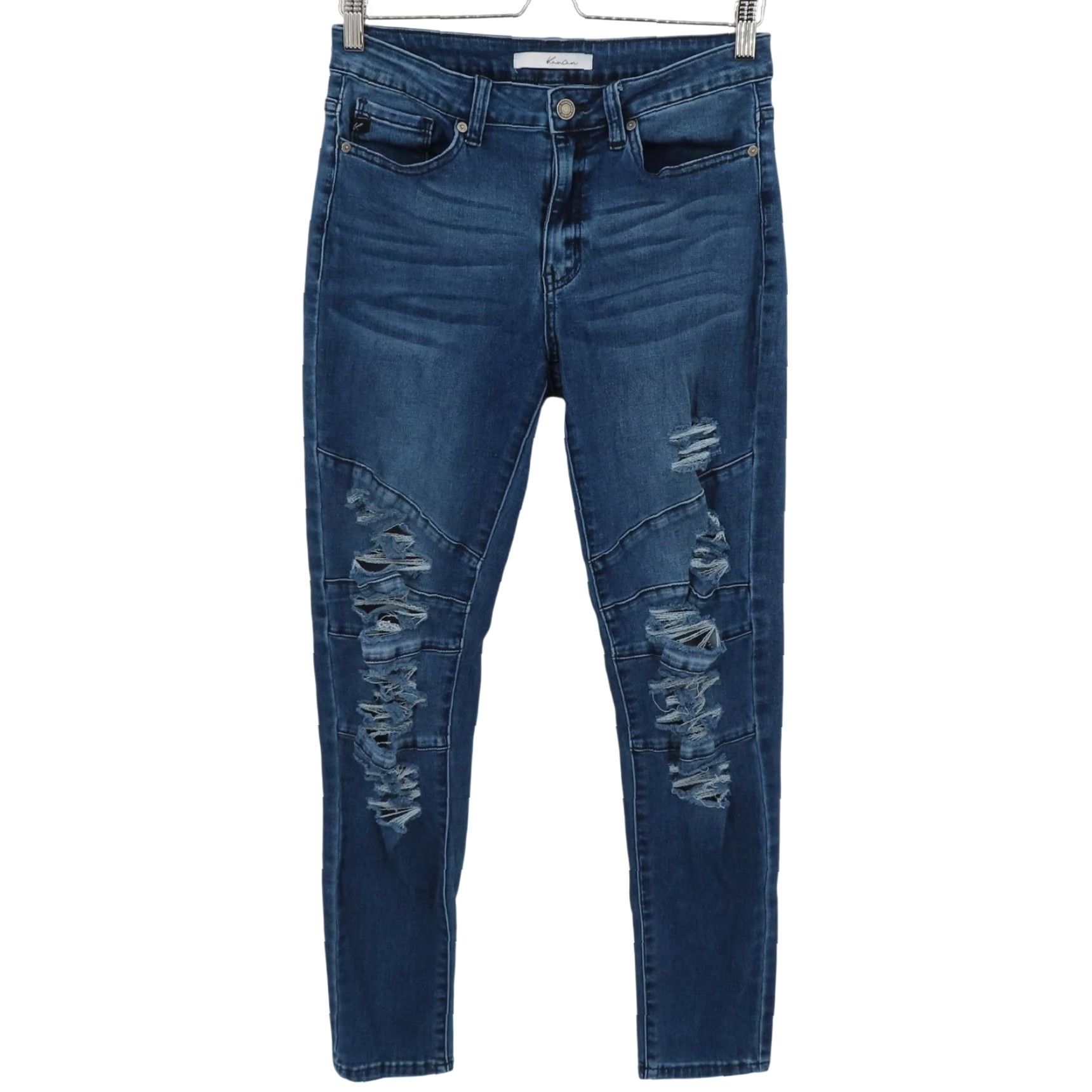 Vintage Kancan Jeans Women 29 Style KC6184M Blue Distressed Slashed Moto 5-Pocket Denim Skinny Pants Size 29" - 2 Thumbnail