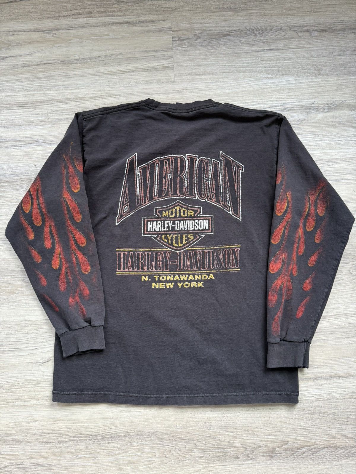 Harley Davidson Vintage Harley Davidson Flames Long Sleeve Size US M / EU 48-50 / 2 - 2 Thumbnail