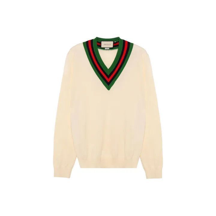 Gucci Gucci Gucci Wool Blend V-Neck Sweater for Men -2506 Size US S / EU 44-46 / 1 - 1 Thumbnail