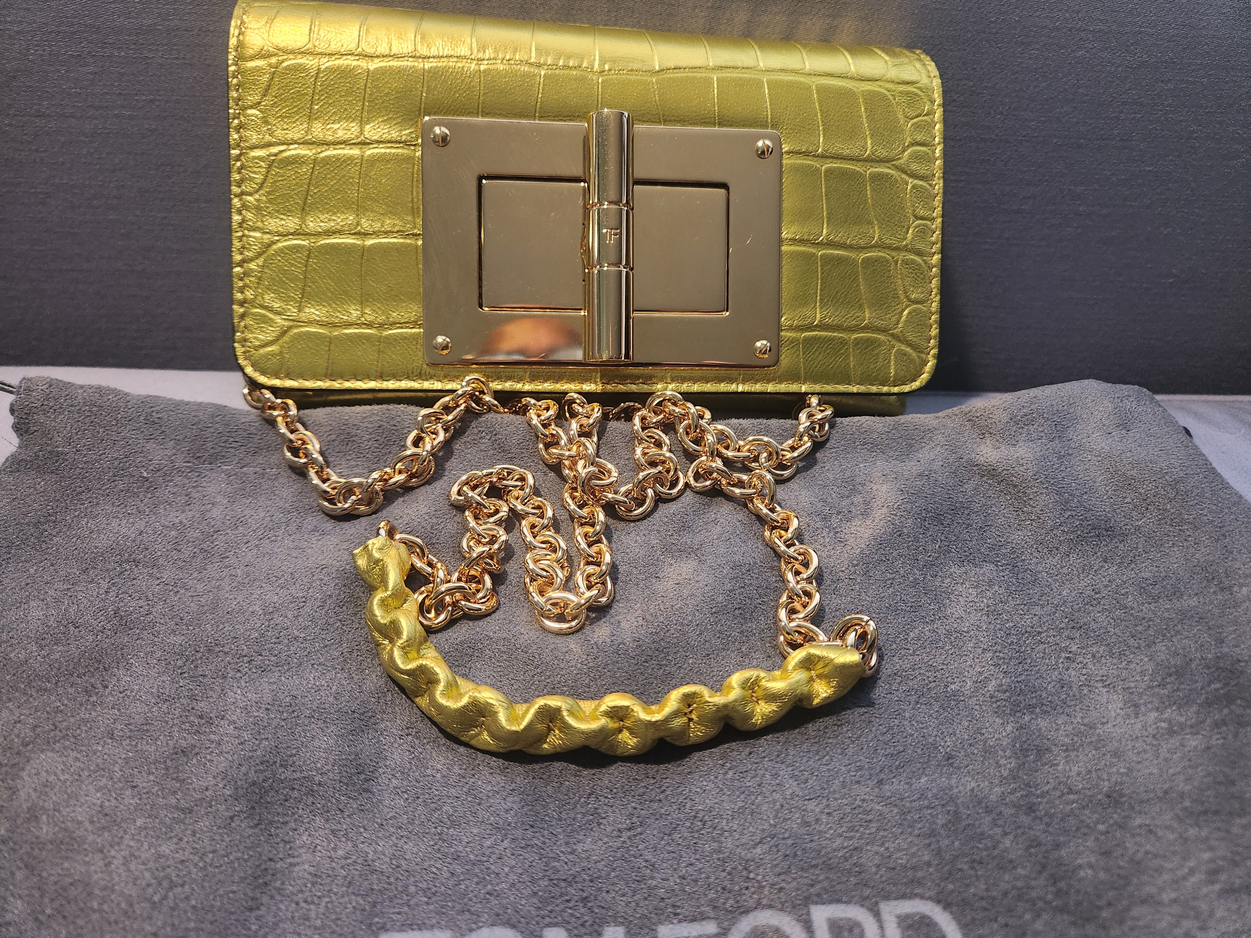 Tom Ford Metallic Stamped Croc Natalia Mini Shoulder Bag Size ONE SIZE - 6 Thumbnail