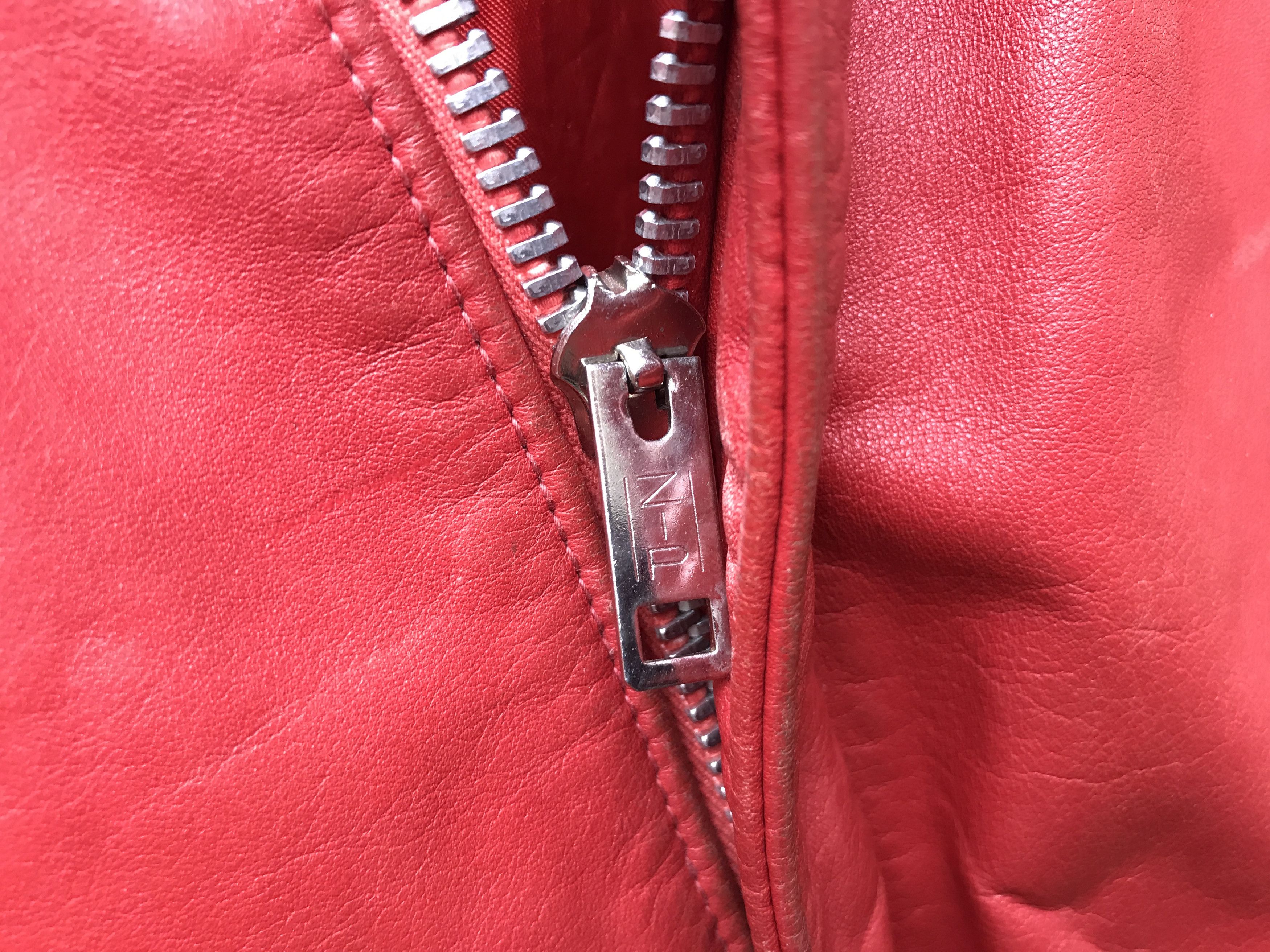 Vintage Vintage 80s Red Distressed Leather Motorcycle Bomber Jacket Size US XS / EU 42 / 0 - 3 Thumbnail