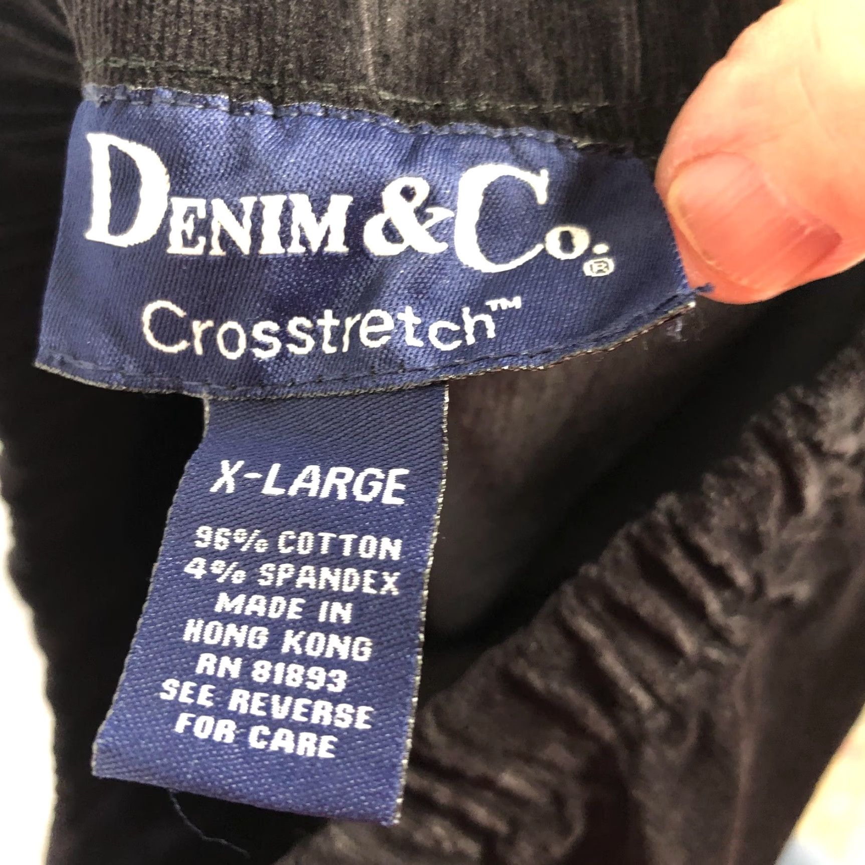 Denim & Co. Denim & Co. Pants Womens XL Black Corduroy Pull On Elastic Waist Straight Leg Size 40" / US 18 - 3 Thumbnail