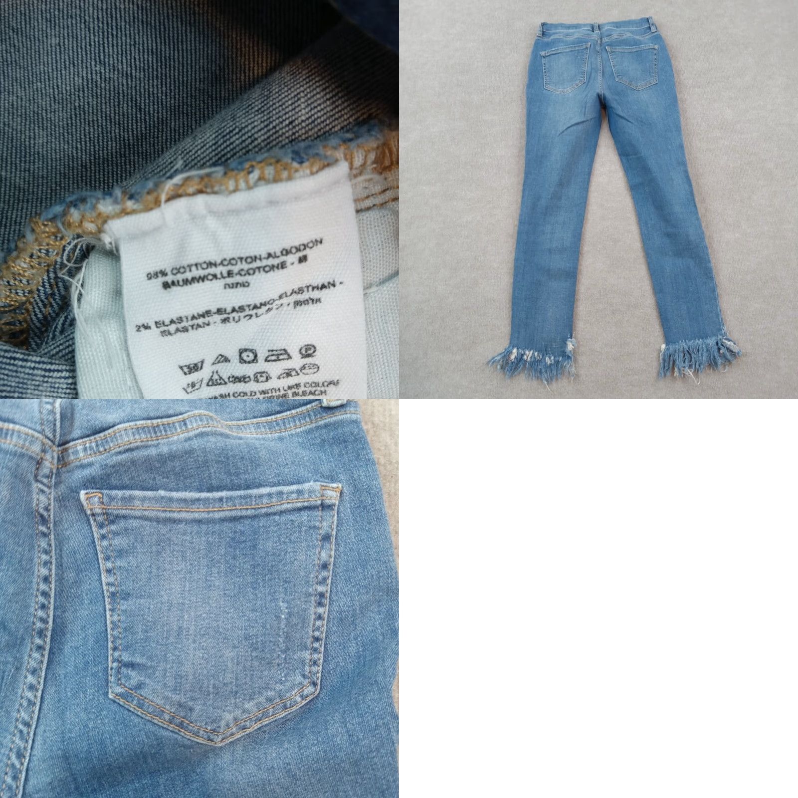 Free People Free People Women's Blue High Rise Skinny Jeans 26 Distressed Frayed Cotton Stretch Size 26" / US 2 / IT 38 - 8 Thumbnail